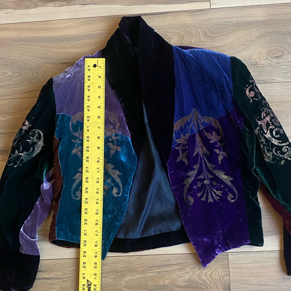 Velvet Multicolor Embroidered Jacket - image 4